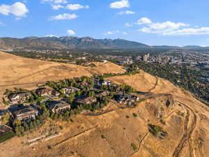 Aerial overview of property's location featuring mountains
