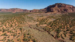 View of mountain background featuring a desert landscape and rural landscape