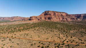 View of mountain background with a desert landscape and rural landscape