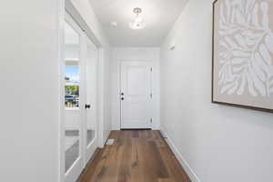 Entryway with double doors to office