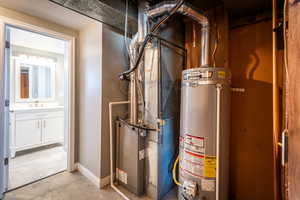 Utilities featuring secured water heater and heating unit