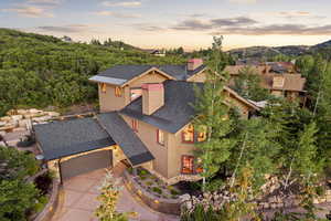 Aerial view at dusk
