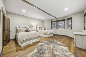 Bedroom featuring light wood-type flooring and recessed lighting