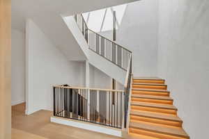 Stairs with wood finished floors