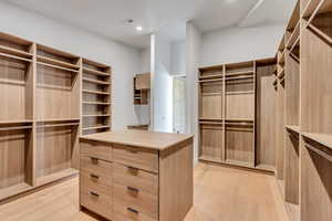 Spacious closet featuring light wood finished floors