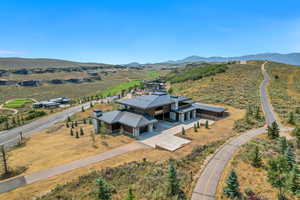 View from above of property featuring mountains
