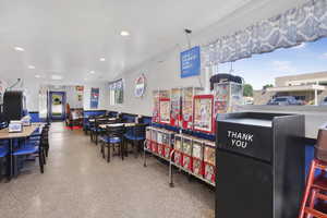 Recreation room featuring recessed lighting