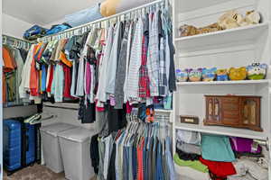 Spacious closet featuring carpet floors