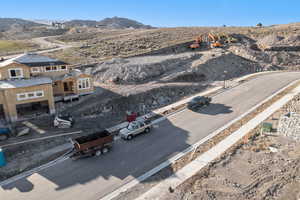 Bird's eye view of a mountainous background