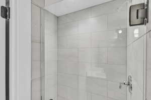 Bathroom view of a stall shower