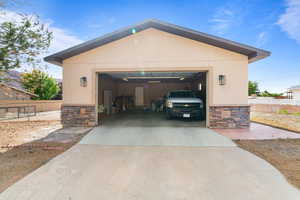View of detached garage