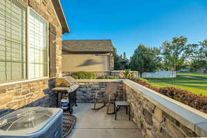 View of patio featuring grilling area