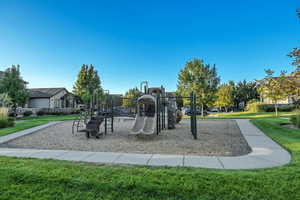 Community play area with a yard