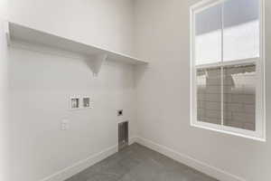 Laundry area with electric dryer hookup and washer hookup