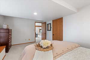 Bedroom featuring carpet and recessed lighting