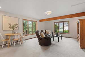 Living room of basement apartment