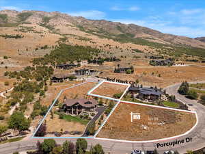 View of property location featuring property parcel outlined and mountains