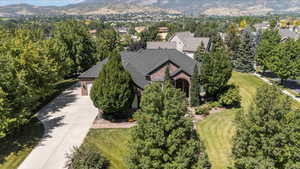 View from above of property with a mountainous background