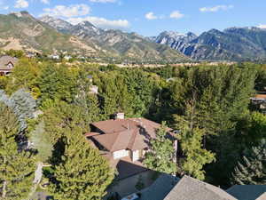 View of property location with a forest and a mountain backdrop
