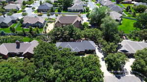 Aerial perspective of suburban area