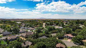 Aerial perspective of suburban area