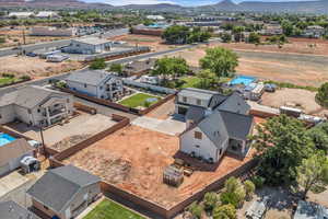 Drone / aerial view of a mountain backdrop