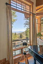 Detailed view of a mountainous background