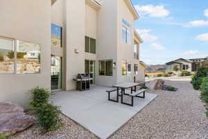 View of patio / terrace featuring grilling area and a mountain view