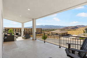 Balcony with a mountain view