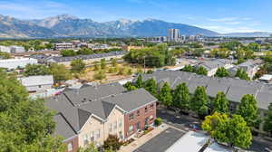 Aerial view of a mountainous background