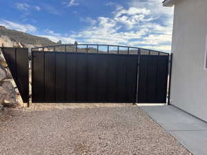 Gate featuring a mountain view