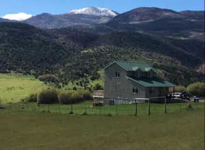View of mountain background with rural landscape