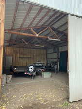 Garage with metal wall