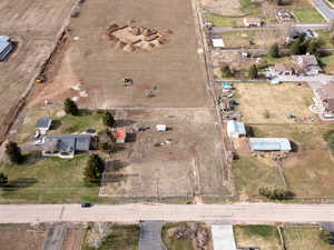 Aerial overview of property's location featuring rural landscape