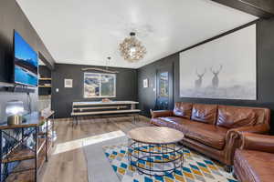 Living area featuring wood finished floors