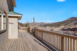Wooden terrace with a mountain view