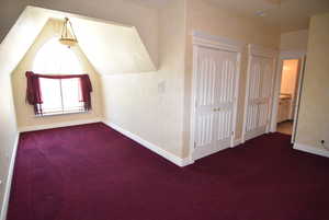 Bonus room with carpet and baseboards