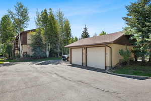 View of detached garage