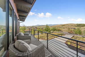 Balcony with a mountain view