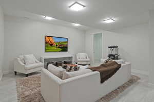 Living area with baseboards