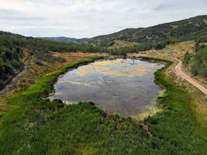 Water view with a mountainous background