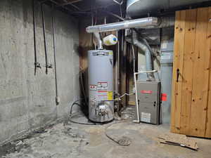 Utility room with water heater and HVAC
