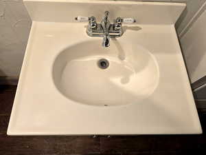 Downstairs bathroom view of a sink