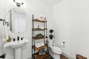 Half bath located off the main level great space.