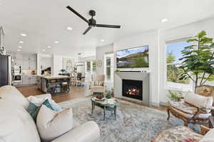 Dining and kitchen view from the great space.