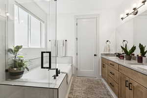 Primary bedroom en suite showing entrance into the bedroom.