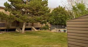 View of yard featuring stairs