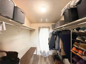 Spacious closet with wood finished floors