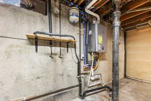 Utility room featuring water heater
