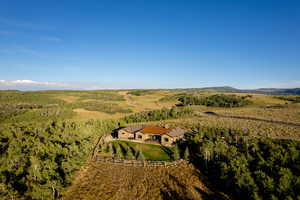 Aerial overview of property's location with rural landscape
